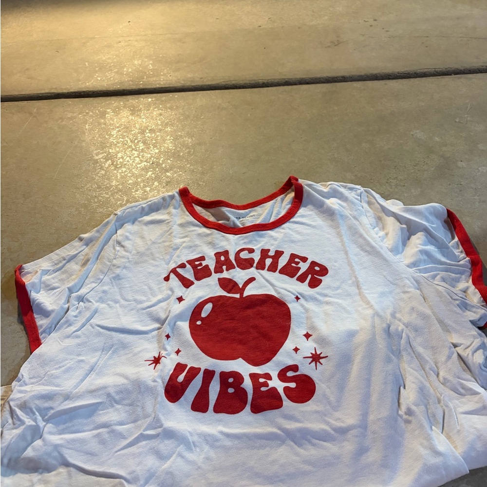 Lane Bryant Red and White Womens Tee - Teacher Vibes